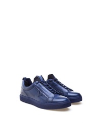 dunkelblaue Leder niedrige Sneakers von Greyder