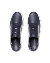 dunkelblaue Leder niedrige Sneakers von Gucci