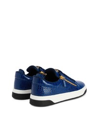 dunkelblaue Leder niedrige Sneakers von Giuseppe Zanotti