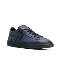 dunkelblaue Leder niedrige Sneakers von Hogan