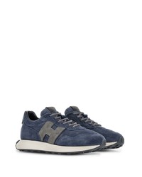 dunkelblaue Leder niedrige Sneakers von Hogan