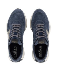 dunkelblaue Leder niedrige Sneakers von Hogan