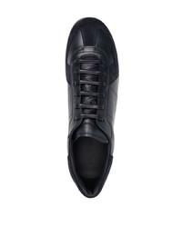 dunkelblaue Leder niedrige Sneakers von Scarosso