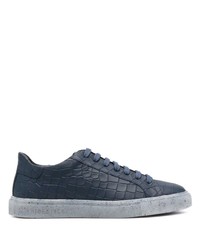 dunkelblaue Leder niedrige Sneakers von Hide&Jack