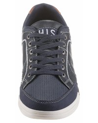 dunkelblaue Leder niedrige Sneakers von HIS JEANS