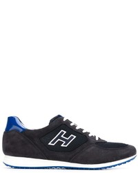 dunkelblaue Leder niedrige Sneakers von Hogan