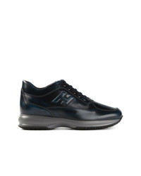 dunkelblaue Leder niedrige Sneakers von Hogan