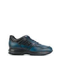 dunkelblaue Leder niedrige Sneakers von Hogan