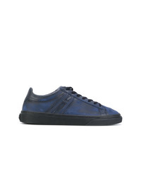 dunkelblaue Leder niedrige Sneakers von Hogan