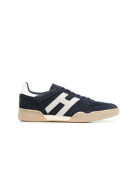 dunkelblaue Leder niedrige Sneakers von Hogan