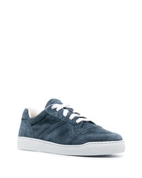 dunkelblaue Leder niedrige Sneakers von Doucal's