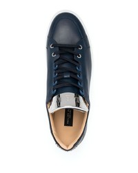 dunkelblaue Leder niedrige Sneakers von Philipp Plein
