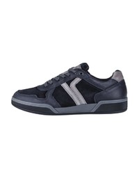 dunkelblaue Leder niedrige Sneakers von IGI&CO