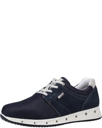 dunkelblaue Leder niedrige Sneakers von IGI&CO