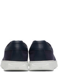 dunkelblaue Leder niedrige Sneakers von Ferragamo