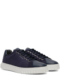 dunkelblaue Leder niedrige Sneakers von Ferragamo