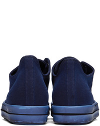 dunkelblaue Leder niedrige Sneakers von Rick Owens DRKSHDW