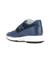 dunkelblaue Leder niedrige Sneakers von Hogan