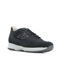 dunkelblaue Leder niedrige Sneakers von Hogan