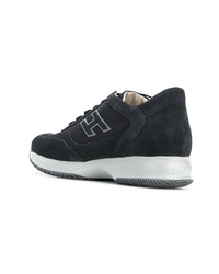 dunkelblaue Leder niedrige Sneakers von Hogan