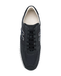 dunkelblaue Leder niedrige Sneakers von Hogan