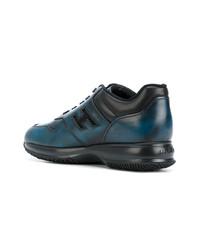 dunkelblaue Leder niedrige Sneakers von Hogan