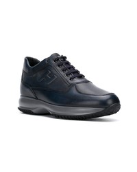 dunkelblaue Leder niedrige Sneakers von Hogan