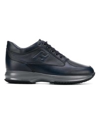 dunkelblaue Leder niedrige Sneakers von Hogan