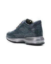 dunkelblaue Leder niedrige Sneakers von Hogan