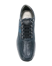 dunkelblaue Leder niedrige Sneakers von Hogan