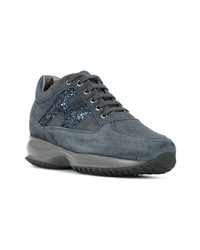 dunkelblaue Leder niedrige Sneakers von Hogan