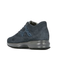 dunkelblaue Leder niedrige Sneakers von Hogan