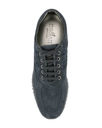 dunkelblaue Leder niedrige Sneakers von Hogan