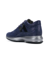 dunkelblaue Leder niedrige Sneakers von Hogan