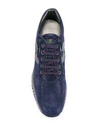 dunkelblaue Leder niedrige Sneakers von Hogan