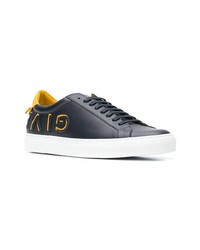 dunkelblaue Leder niedrige Sneakers von Givenchy