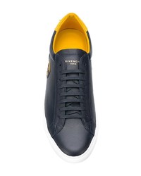 dunkelblaue Leder niedrige Sneakers von Givenchy