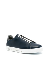 dunkelblaue Leder niedrige Sneakers von Philipp Plein