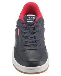 dunkelblaue Leder niedrige Sneakers von Jack & Jones