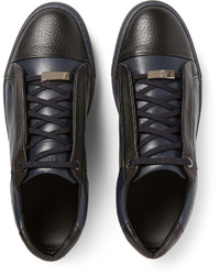 dunkelblaue Leder niedrige Sneakers von Brioni