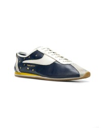 dunkelblaue Leder niedrige Sneakers von Saint Laurent