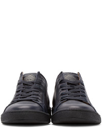 dunkelblaue Leder niedrige Sneakers von Paul Smith