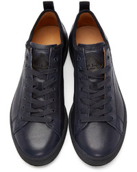 dunkelblaue Leder niedrige Sneakers von Paul Smith