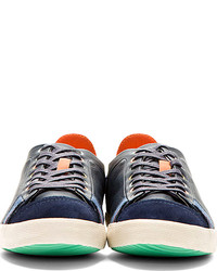 dunkelblaue Leder niedrige Sneakers von Paul Smith