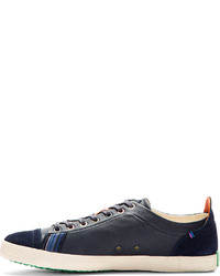 dunkelblaue Leder niedrige Sneakers von Paul Smith