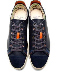 dunkelblaue Leder niedrige Sneakers von Paul Smith