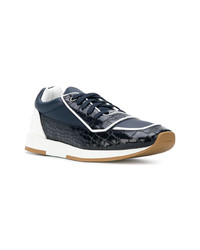 dunkelblaue Leder niedrige Sneakers von Jimmy Choo