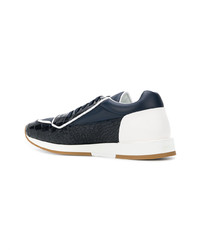 dunkelblaue Leder niedrige Sneakers von Jimmy Choo