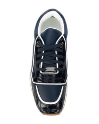 dunkelblaue Leder niedrige Sneakers von Jimmy Choo