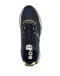 dunkelblaue Leder niedrige Sneakers von BOSS